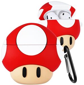 besoar for airpods 2&1 case cartoon cute kawaii silicone cases for apple airpod air pods 1/2 design cover cool unique fashion fun funny soft coves for girls girly boys(mushroom heads)