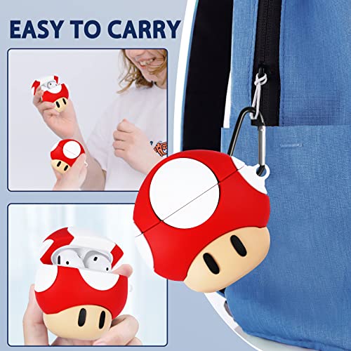 Besoar for AirPods 2&1 Case Cartoon Cute Kawaii Silicone Cases for Apple AirPod Air Pods 1/2 Design Cover Cool Unique Fashion Fun Funny Soft Coves for Girls Girly Boys(Mushroom Heads)