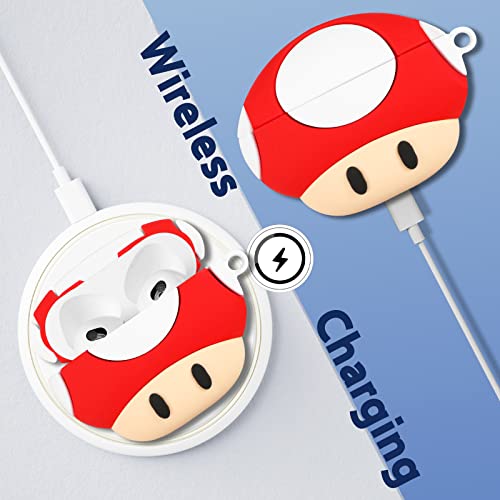 Besoar for AirPods 3rd Gen Case Cartoon Cute Kawaii Silicone Cases for Apple AirPod Air Pods 3 Design Cover Cool Unique Fashion Fun Funny Soft Coves for Girls Girly Boys(Mushroom Heads)