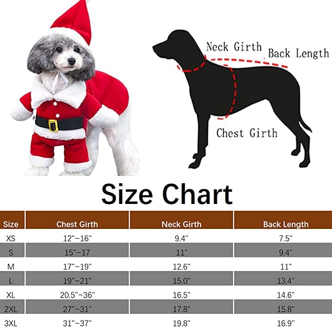 beautydaffy Christmas Pet Clothes Santa Claus Shape Design Comfortable Winter Dog Cat Costumes with Hat