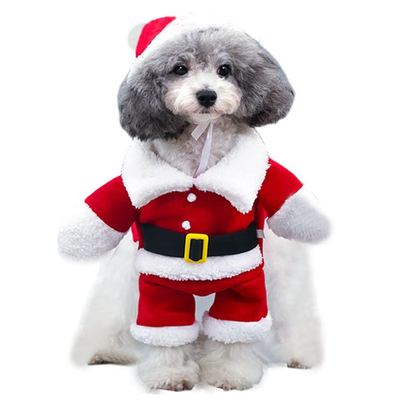 beautydaffy Christmas Pet Clothes Santa Claus Shape Design Comfortable Winter Dog Cat Costumes with Hat