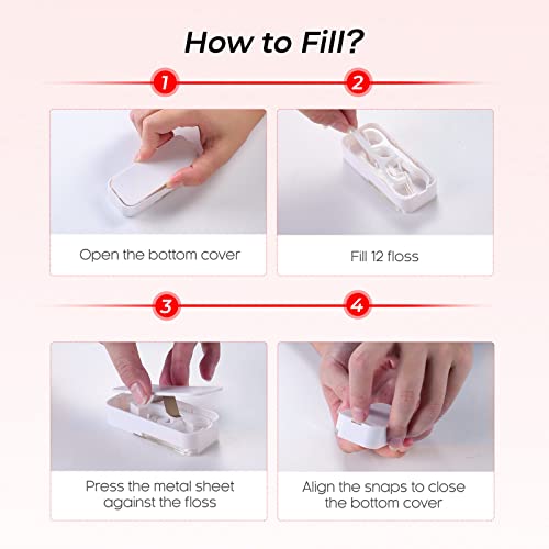 4 Pack Portable Floss Dispenser, Dental Floss Picks Dispenser Dental Floss Portable Case with 12 Pcs Dental Floss, Upgrade Automatic Floss Organizer for Family Hotel Travel (4 pcs)