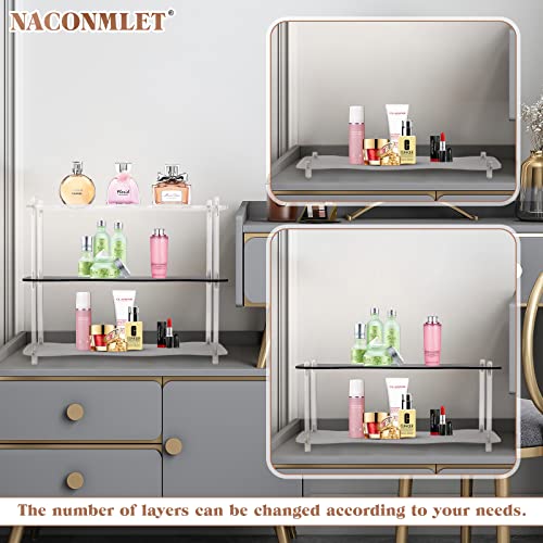 Naconmlet Bathroom Countertop Organizer - Space-Saving Shelf, Acrylic Storage Rack for Bathroom Essentials, Makeup,- Modern Bathroom Organizer with 3 Tiers