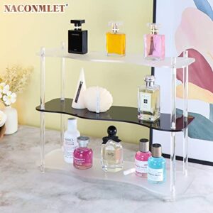 Naconmlet Bathroom Countertop Organizer - Space-Saving Shelf, Acrylic Storage Rack for Bathroom Essentials, Makeup,- Modern Bathroom Organizer with 3 Tiers