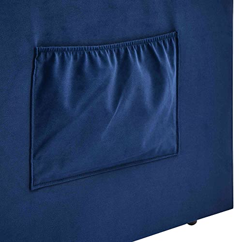 ATY Convertible Sleeper Sofa Bed, 3 in 1 Loveseat Couch with 2 Side Pockets, Put Outbed, USB Socket and Two Pillows, for Living Room, Bedroom, Guestroom, 55.5", Blue