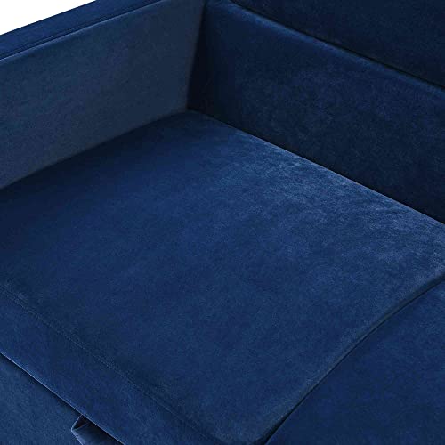 ATY Convertible Sleeper Sofa Bed, 3 in 1 Loveseat Couch with 2 Side Pockets, Put Outbed, USB Socket and Two Pillows, for Living Room, Bedroom, Guestroom, 55.5", Blue