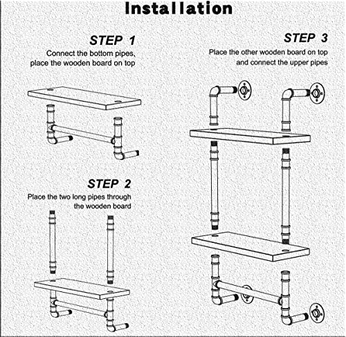 Lengfkus Industrial Pipe Shelving,Iron Pipe Shelves Industrial Bathroom Shelves with Towel bar,24 inch Rustic White Metal Pipe Floating Shelves Pipe Wall Shelf,2 Tier Industrial Shelf Wall Mounted