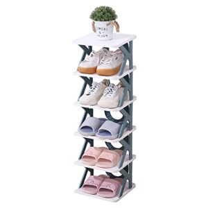 kacimil shoe rack, 6 tiers shoe organizer, free standing shoe storage, stackable shoe rack for closet, entryway, small space, corner, bedroom - blue