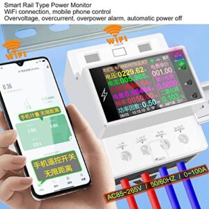 Smart Power Monitor, Sharing Management WiFi Electric Meter Rail Mounting APP Control AC85‑265V for Shopping Mall