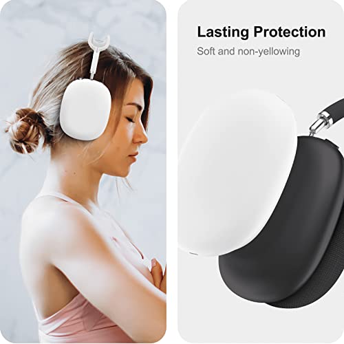 Woyinger Silicone case for AirPods Max Headphones, Scratch-Resistant earcup caps and Headband Cover, AirPods Max Accessory Skin case,White