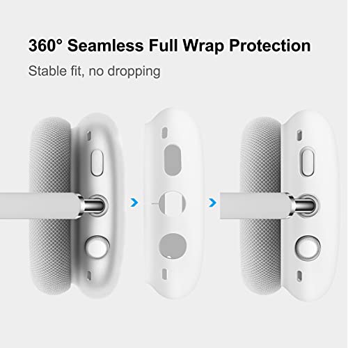 Woyinger Silicone case for AirPods Max Headphones, Scratch-Resistant earcup caps and Headband Cover, AirPods Max Accessory Skin case,White