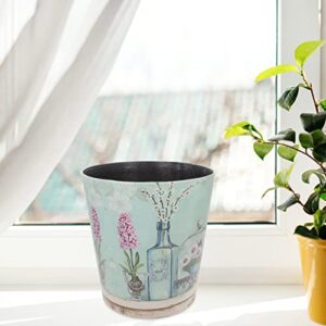 OUNONA Car Decor Trash Container Leather Trash Can Wastebasket Garbage Container Bin Flower Pattern for Home Office Kitchen Bathroom Storage Large Capacity 10L Small Waste Basket Office Decor