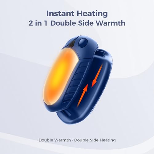Hand Warmers Rechargeable 2 Pack, 12Hrs Long Heating Pocket Size Electric Handwarmers, Quick Charge Portable Pocket Hand Warmer Great Gift for Christmas Outdoors, Hunting, Golf, Camping-Blue