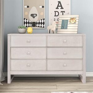 Merax Dresser, Antique White Modern Farmhouse Wood Bedroom with 6, Wide Chest Closet, Clothes, Kids, Baby, TV Stand with Drawers