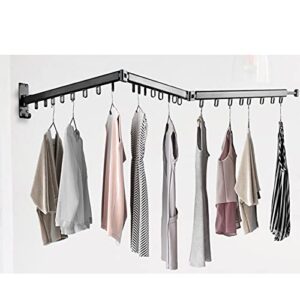 eaftos folding drying rack indoor balcony outdoor wall-mounted quilt clothes artifact cool clothes rail drying rack (color : black, size : 198x17.6cm)