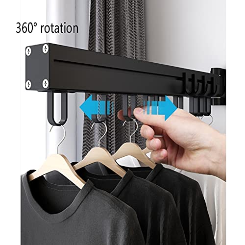 EAFTOS Folding Drying Rack Indoor Balcony Outdoor Wall-Mounted Quilt Clothes Artifact Cool Clothes Rail Drying Rack (Color : Black, Size : 198x17.6cm)