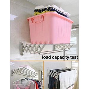 EAFTOS Wall Mounted Drying Rack Solid Hook Toilet Bathroom Shelf Mobile Telescopic Folding Towel Holder Shelf (Color : Silver, Size : 50x30cm)