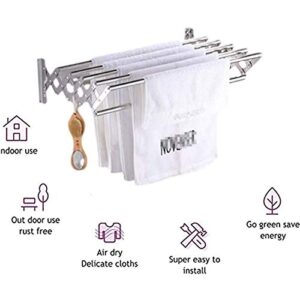 EAFTOS Wall Mounted Drying Rack Movable Telescopic Folding Rack Towel Holder Shelf Wall Mount Drying Rack for Toilet Bathroom (Color : Silver, Size : 60x30cm)