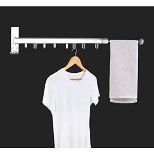 eaftos wall mounted drying rack for laundry retractable fold away multifunctional clothes hanger laundry bathroom and bedroom (color : silver, size : 95x17.6cm)