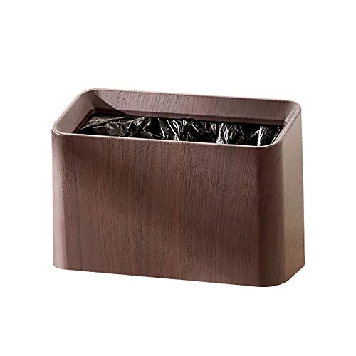 Aiabaleaft Plastic Mini Desktop Trash Can, Simulated Wood Grain Wastebasket, Uncovered Retro Waste Basket, Desktop Trash Can for Kitchens,Offices, Living Room, Makeup Table Etc (Walnut Color)