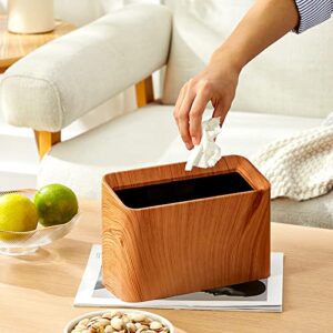 Aiabaleaft Plastic Mini Desktop Trash Can, Simulated Wood Grain Wastebasket, Uncovered Retro Waste Basket, Desktop Trash Can for Kitchens,Offices, Living Room, Makeup Table Etc (Walnut Color)