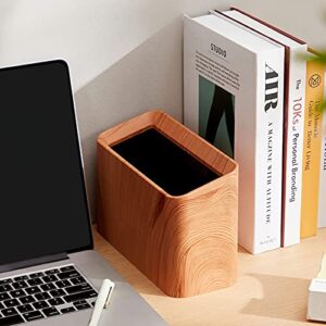 Aiabaleaft Plastic Mini Desktop Trash Can, Simulated Wood Grain Wastebasket, Uncovered Retro Waste Basket, Desktop Trash Can for Kitchens,Offices, Living Room, Makeup Table Etc (Walnut Color)