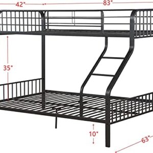 LEEKOUS Upgrade Version Stronger Metal Twin XL Over Queen Bunk Bed, Industrial Style Heavy Duty Thicken Steel Bunk Beds Frame Twin XL Over Queen Size with Ladder, Easier Assembly, Gunmetal