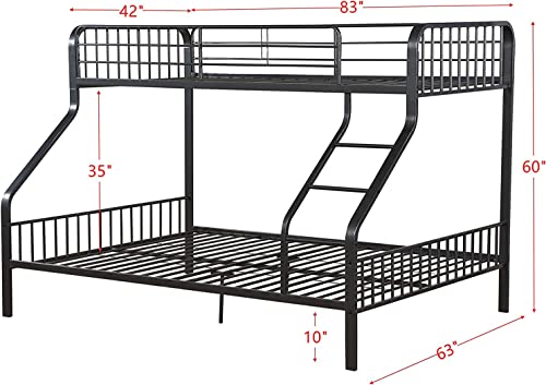 LEEKOUS Upgrade Version Stronger Metal Twin XL Over Queen Bunk Bed, Industrial Style Heavy Duty Thicken Steel Bunk Beds Frame Twin XL Over Queen Size with Ladder, Easier Assembly, Gunmetal