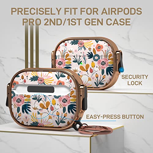 Maxjoy for Airpods Pro Case Cover(2nd/1st Generation), Lock AirPod Pro 2 Case for Women Men with Keychain Protective Hard Case for AirPods Pro(2022/2019)