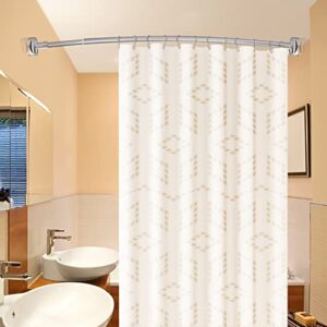 TENOVEL Curved Brushed Nickel Shower Curtain Rod &Brushed Nickel Double Sided Shower curtain Hooks(12 pcs)