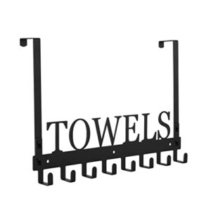 azmoncy over the door hooks, towel rack for bathroom towel holder for hanging heavy duty, wall mount towel hanger with 8 hooks for bedroom bathroom pool kitchen towels, bag, coats