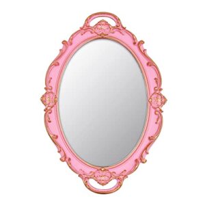 ychmir vintage mirror small wall mirror hanging mirror 14.5 x 10 inchs oval pink