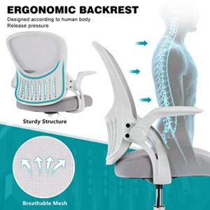 edx Drafting Chair Tall Office Chair, Tall Standing Desk Chair Counter Height Tall Adjustable Office Chair with Flip-up Arms/Wheels, Mid Back Mesh Office Drafting Chairs for Standing Desk, Grey