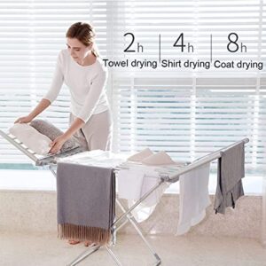 20 Bars Winged Electric Heated Clothes Airer - Energy-Efficient Indoor Horse Rack - Indoor Laundry Clothes Drying Rack - for Indoor Outdoor Home Laundry Room Apartment, Foldable