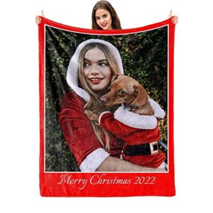 MNVNMS Personalized Photo Blanket Custom Blanket with Picture Customized Fleece Throw Blanket for Adults, Kids 60"x80"