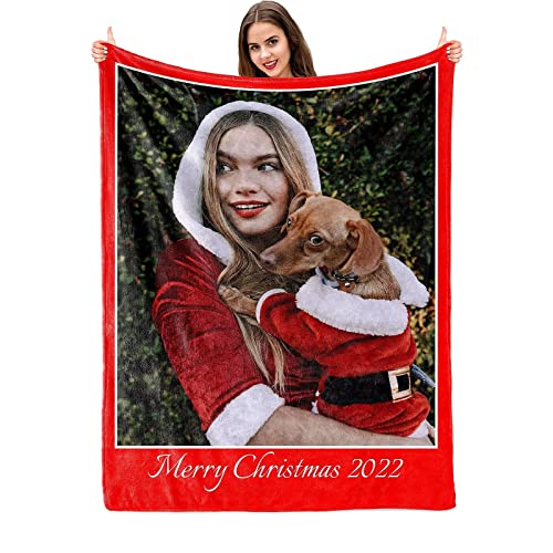 MNVNMS Personalized Photo Blanket Custom Blanket with Picture Customized Fleece Throw Blanket for Adults, Kids 60"x80"