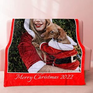 MNVNMS Personalized Photo Blanket Custom Blanket with Picture Customized Fleece Throw Blanket for Adults, Kids 60"x80"