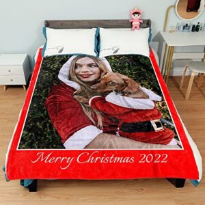 MNVNMS Personalized Photo Blanket Custom Blanket with Picture Customized Fleece Throw Blanket for Adults, Kids 60"x80"