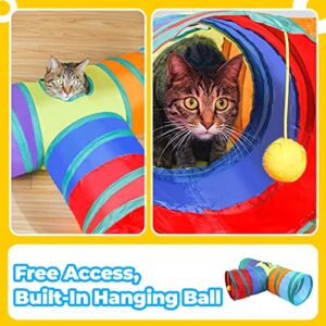 Boziyv Cat Tunnels for Indoor Cats, 2pack Collapsible Rabbits Pet Play Tunnels T S-Shape Tube Kitten Bunny Tunnel with Interactive Ball for Holland Lops