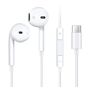 xnmoa type c wired earbuds headphones with microphone,usb c earphones with volume control&support call,compatible with samsung galaxy s23 ultra, s23+, ipad pro macbook,most usb c devices,white