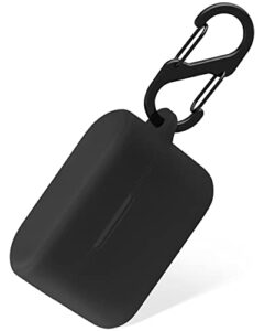 geiomoo silicone case compatible with 1more pistonbuds pro, protective cover with carabiner (black)