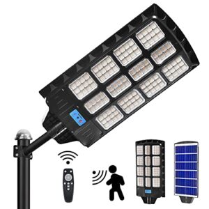 pinsai led solar street light outdoor waterproof,50000lm large spuer bright solar powered security flood lights,motion sensor lamp for yard,fence,parking lot, patio,shed, deck,path