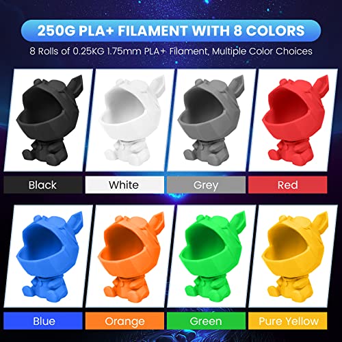 SUNLU 3D Printer Filament Bundle, SUNLU PLA+ Filament 1.75mm, 100% Neatly Wound PLA Plus 3KG, 0.25kg Spool x 8 Packs & 1kg Spool x 1 Pack White