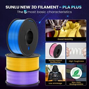 SUNLU 3D Printer Filament Bundle, SUNLU PLA+ Filament 1.75mm, 100% Neatly Wound PLA Plus 3KG, 0.25kg Spool x 8 Packs & 1kg Spool x 1 Pack White