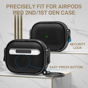 Maxjoy for Airpods Pro Case Cover(2nd/1st Generation), Lock AirPod Pro 2 Case for Women Men with Lock Keychain Protective Hard Case for AirPods Pro(2022/2019)