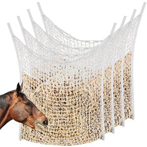 riakrum 4 pcs hay net white slow feed hay net bag hay bags for horses 35 x 31 inch horse feed bag horse feeding supplies for horse feeder full day feeding horses goat stall trailer