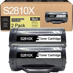 2-Pack Black Compatible S2810x 593-BBMF 47GMH Toner Cartridge Replacement for Dell S2810dn H815dw S2815dn Printer.