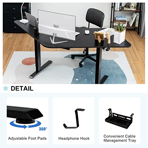 Tangkula Large L Shaped Dual Motor Standing Desk, 72” Electric Height Adjustable Stand Up Desk with 3 Memory Positions, Cable Tray, Hook, Sit Stand Home Office Desk, Corner Standing Desk