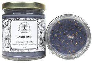 banishing soy candle 9 oz | handmade with herbs & essential oils | hoodoo wiccan pagan conjure magick