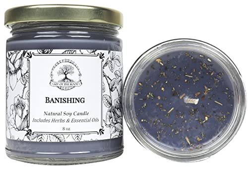 Banishing Soy Candle 9 oz | Handmade with Herbs & Essential Oils | Hoodoo Wiccan Pagan Conjure Magick